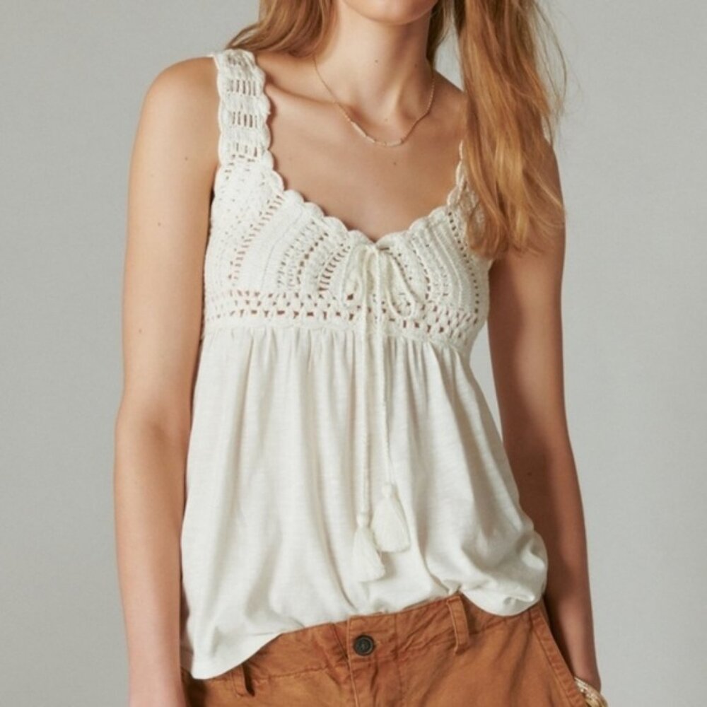 Lucky brand babydoll upper crochet top